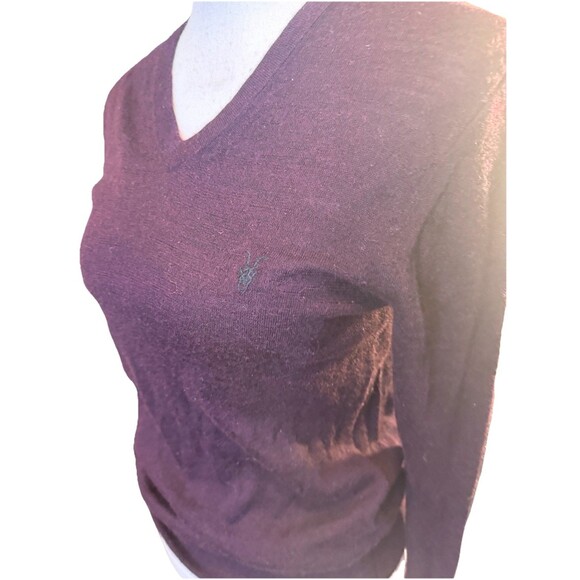 Allsaints New Wave Jumper Sweater Merino Wool  burgundy women’s  Sz XS a27 - Picture 2 of 11
